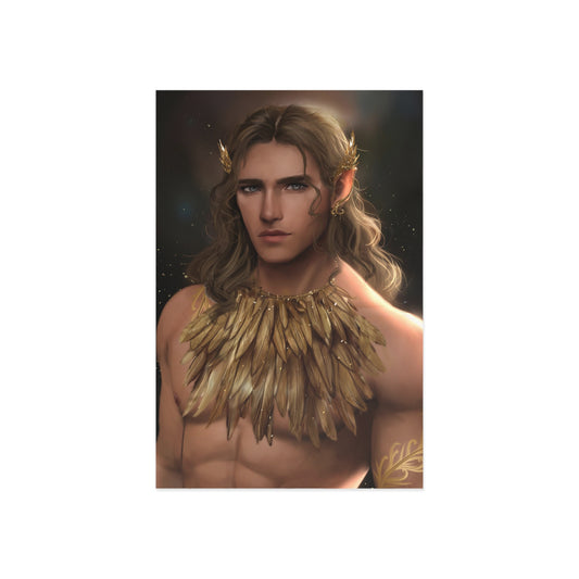 Arrow postcard with golden feather chest plate