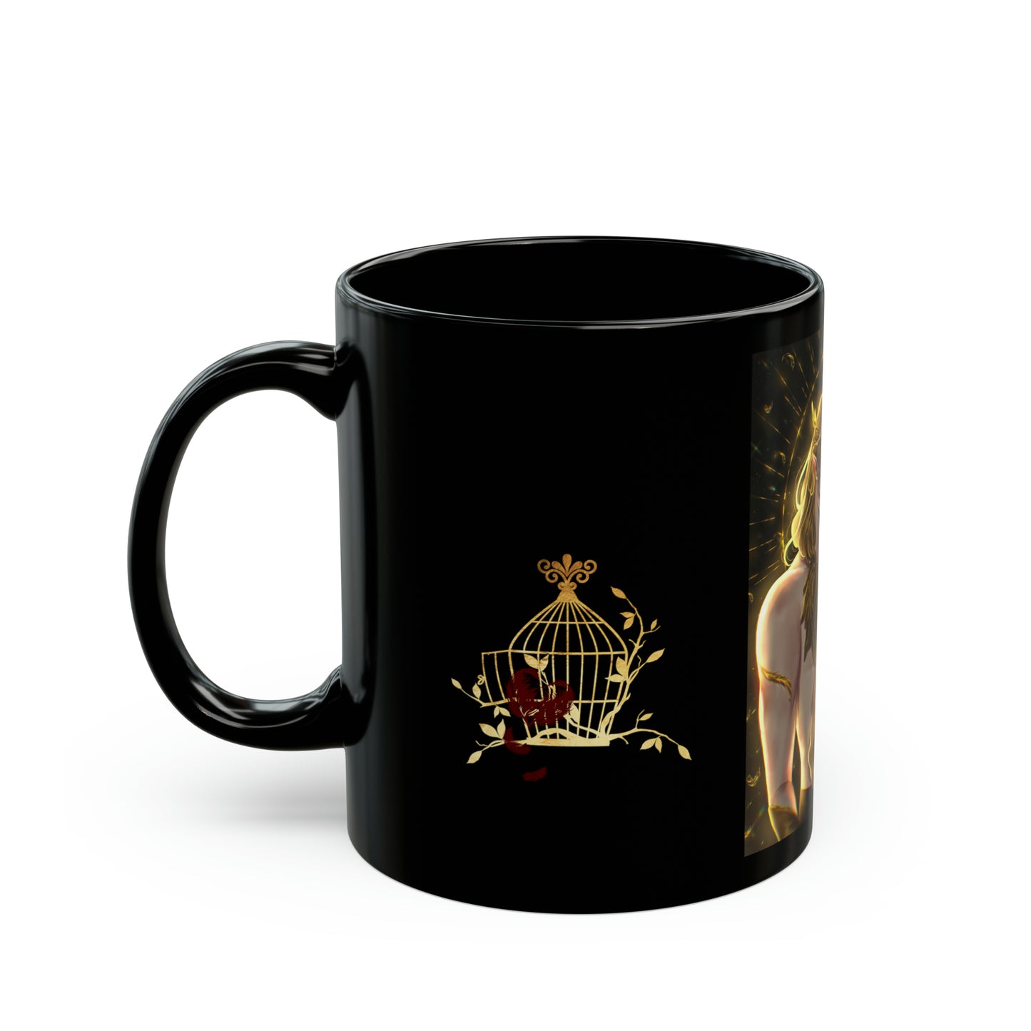 Arrow and Leaf Golden Dream Black Mug