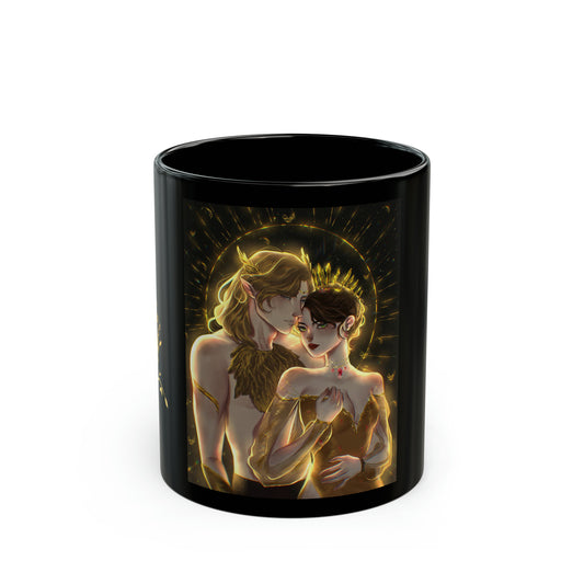 Arrow and Leaf Golden Dream Black Mug