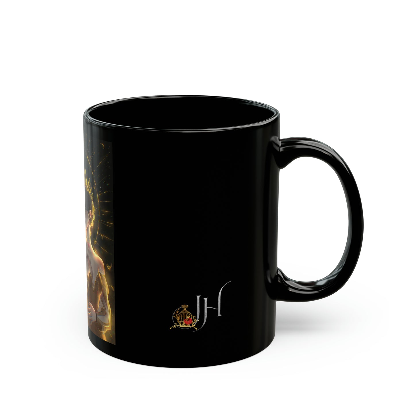 Arrow and Leaf Golden Dream Black Mug