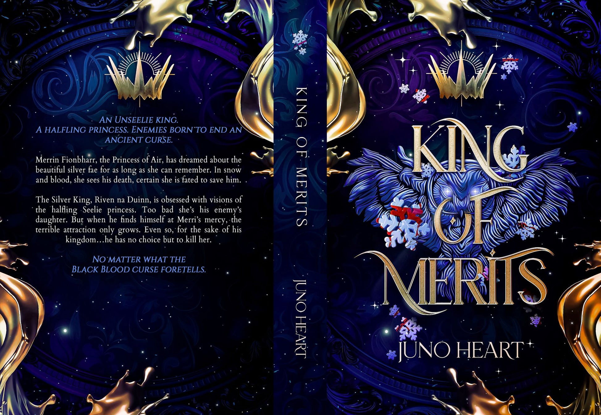 King of Merits paperback cover.  A swoony fae fantasy romace book. 