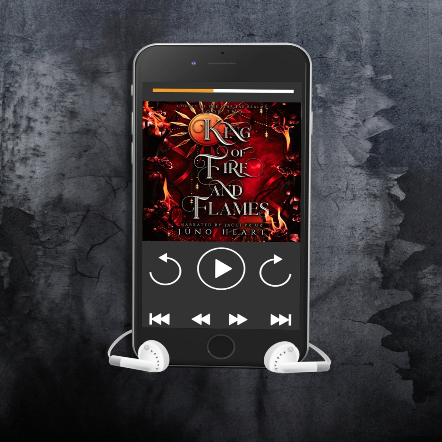 King of Fire and Flames Audiobook. Book 2 in the Courts of the Star Fae Realms series. Symbol cover.