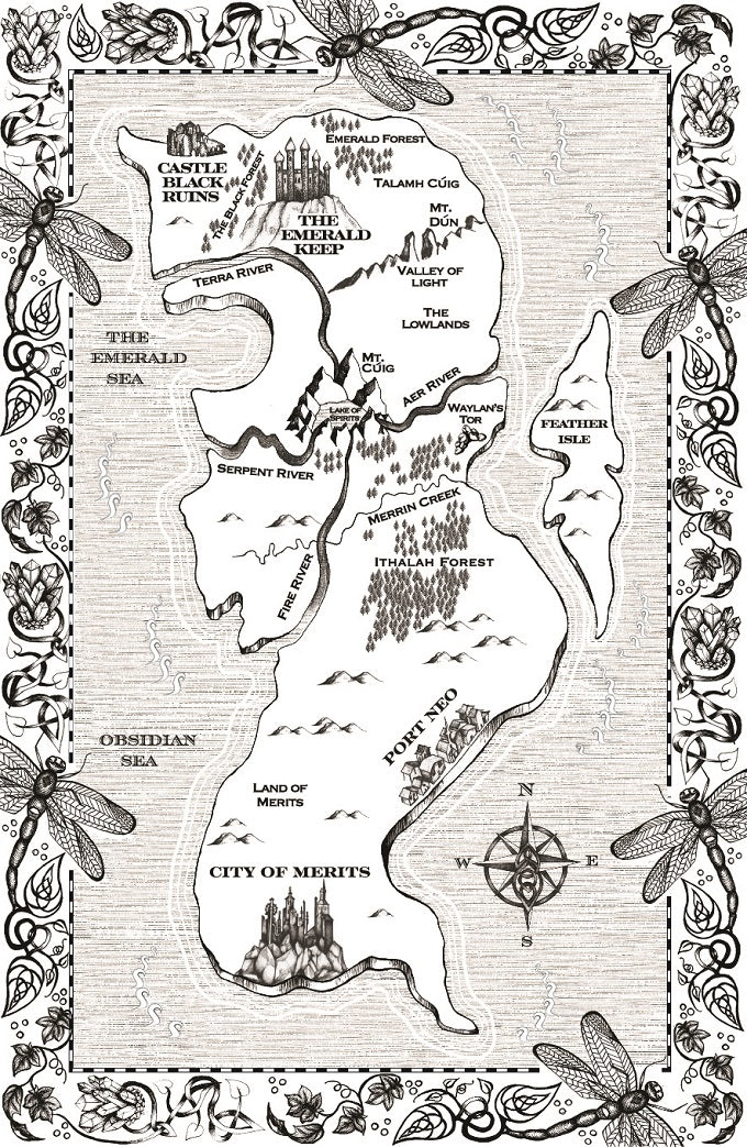 Prince of Never by Juno Heart map illustrated by Ilse Brookes Design. Book 1 in a swoony fae fantasy romance series